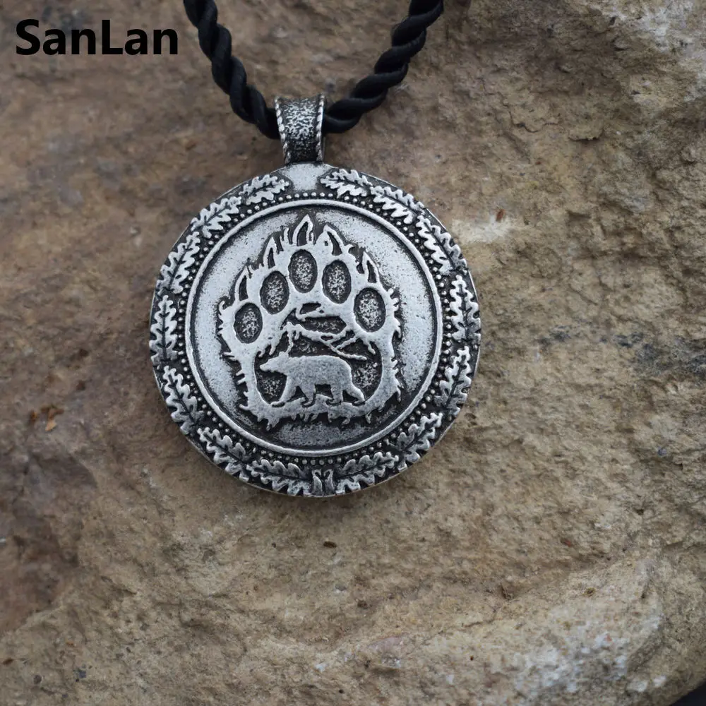 

SanLan 12pcs Viking bear paw necklace Amulets jewelry men pendant Talisman