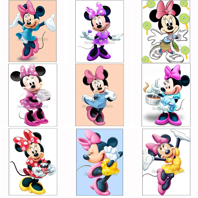 

Diy Diamond Painting Cross Stitch Mickey Mouse Pattern Mosaic Crystal Needlework 5D Round Diamond Embroidery Minnie Cartoon