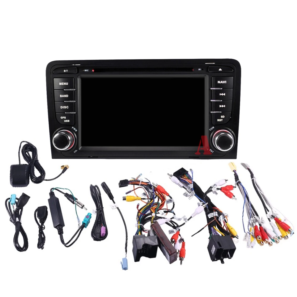 Sale Aycetry! 2 din Head unit Car multmedia DVD player GPS navigation autoradio For Audi A3 S3 car PC Radio stereo Steering wheel BT 17