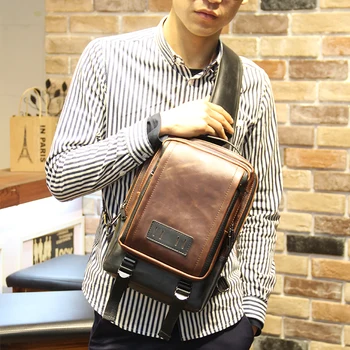 

Tidog Men's pocket chest pack leisure bag small messenger men fashion chest bag