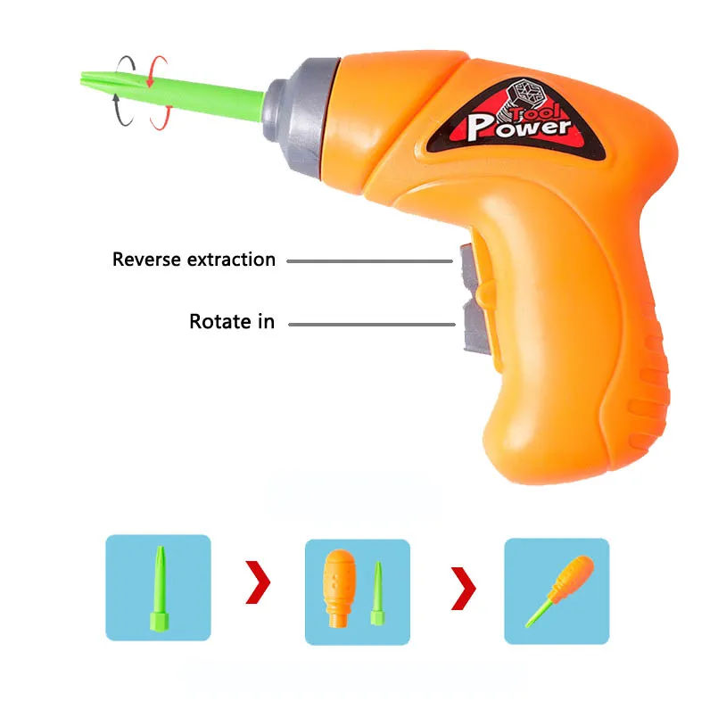 Boys Toys Electric Drill Screws Nut Disassembly Tool Puzzle Assembled Mosaic Design Building Kits Pretend Play Children Toy
