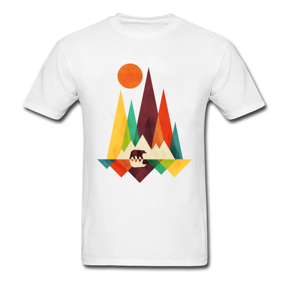 Round Collar Mountain Bear 100% Cotton Fabric Men Top T-shirts 3D Printed Short Sleeve Tops Shirt Company Summer Tee Shirt Mountain Bear white