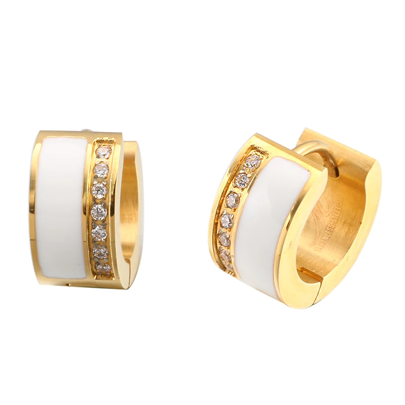 Роскошные серьги-кольца из нержавеющей стали черного/белого цвета с CZ проложили дизайн розовое золото серьги для женщин свадебный подарок Bijoux