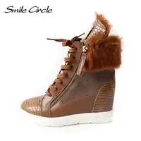 2018 Winter Boots Women Wedges Sneakers Warm Long plush Snow boots High heel Women's Elevator Casual Shoes Casual Platform Shoes