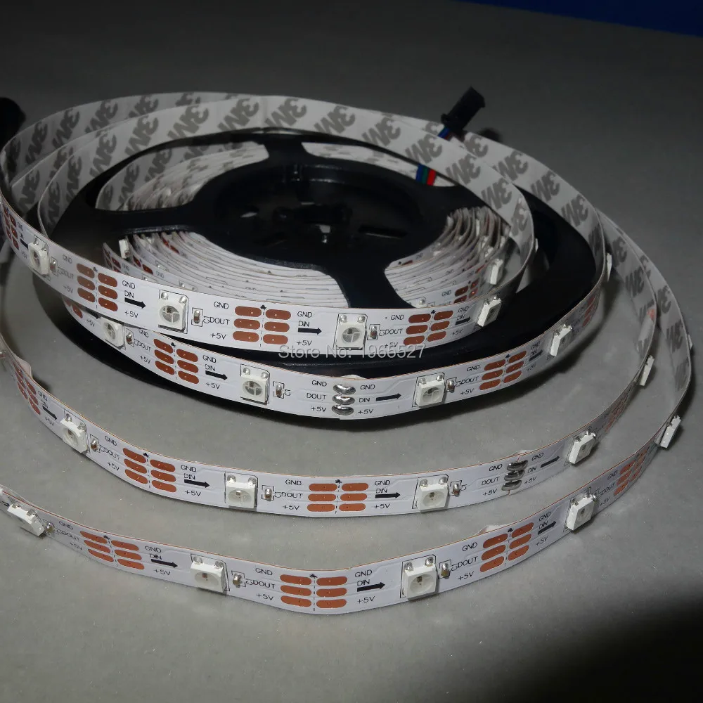 SK6812 digital led pixel strip light 30LEDs/m 30Pixels/m 5M/roll DC5V input white PCB non-waterproof IP20 | Лампы и освещение
