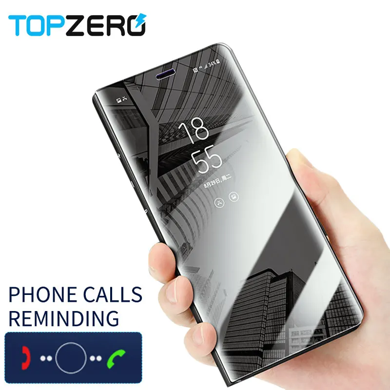 

Luxury Case For Huawei P9 P9 Plus Smart Window View Leather Mirror Clear Cases Capa For Huawei P9 Funda P9 Plus Stand Cover Para