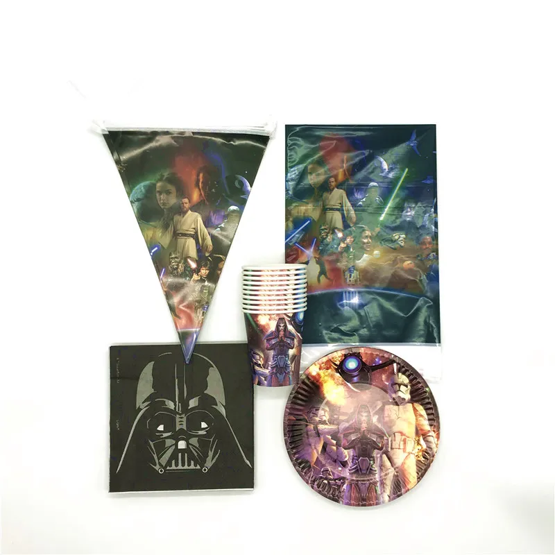 

Star Wars Theme Design 81Pcs/Lot Happy Birthday Party Paper 20Cup 20Plate 20Napkin 20Banner 1Tablecloth Supply Festival Dish