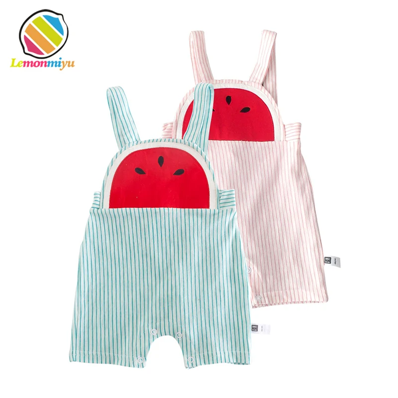 

Lemonmiyu Summer Baby Overalls Cotton Striped Cartoon Shorts Cute Unisex Bloomer Beach Short Trousers Toddler Casual Short Pants