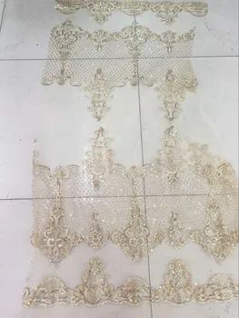 

5yards/lot L17-1 New nigerian african lace fabric guipure cord tulle french net lace with sequins for party dress