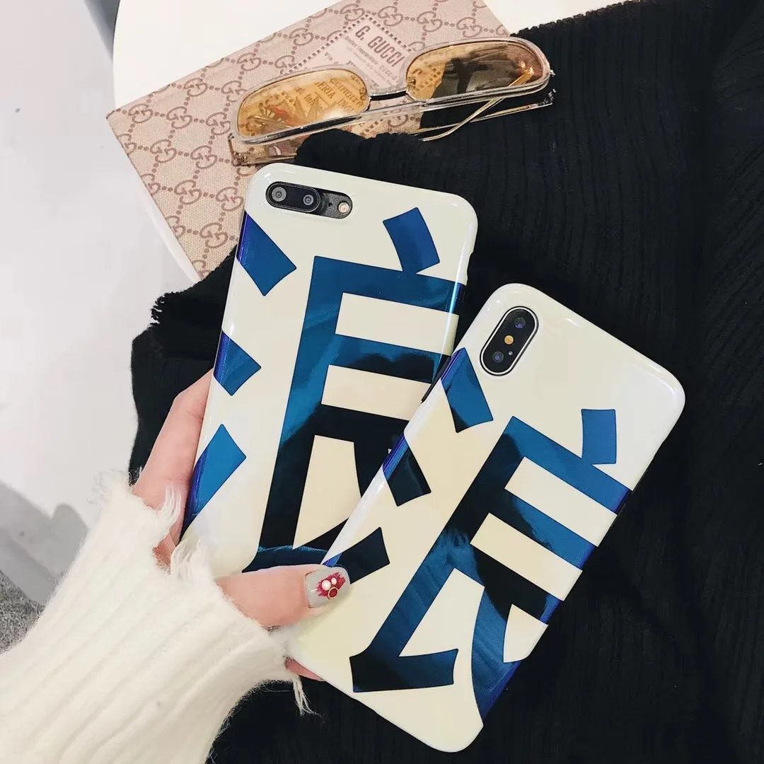 LUOYY FENJJ Blu Ray Case For iPhone 8 7 plus Cases Luxury Chinese Font 6 6S X Glossy Light Cover Soft TPU |