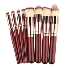 Pro 8pcs/Set Makeup Cosmetic Set Eyeshadow Foundation Wood Brush Stipple Fiber Powder Brush Blusher Tool Set