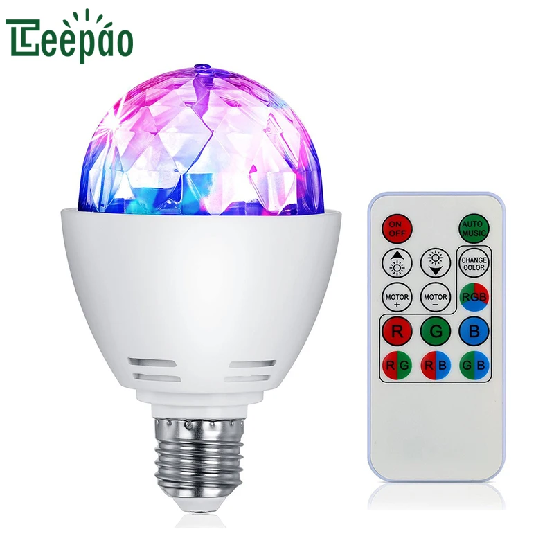 

Disco Ball Light E27 3W RGB LED Bulb Bar Disco Party Lamp Rotating LED Stage Light for DJ Show Wedding Ceremony LED Strobe Light