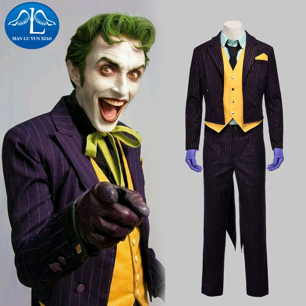 MANLUYUNXIAO Men Costume Batman Arkham Asylum Joker Cosplay Costume Halloween Joker Costume For