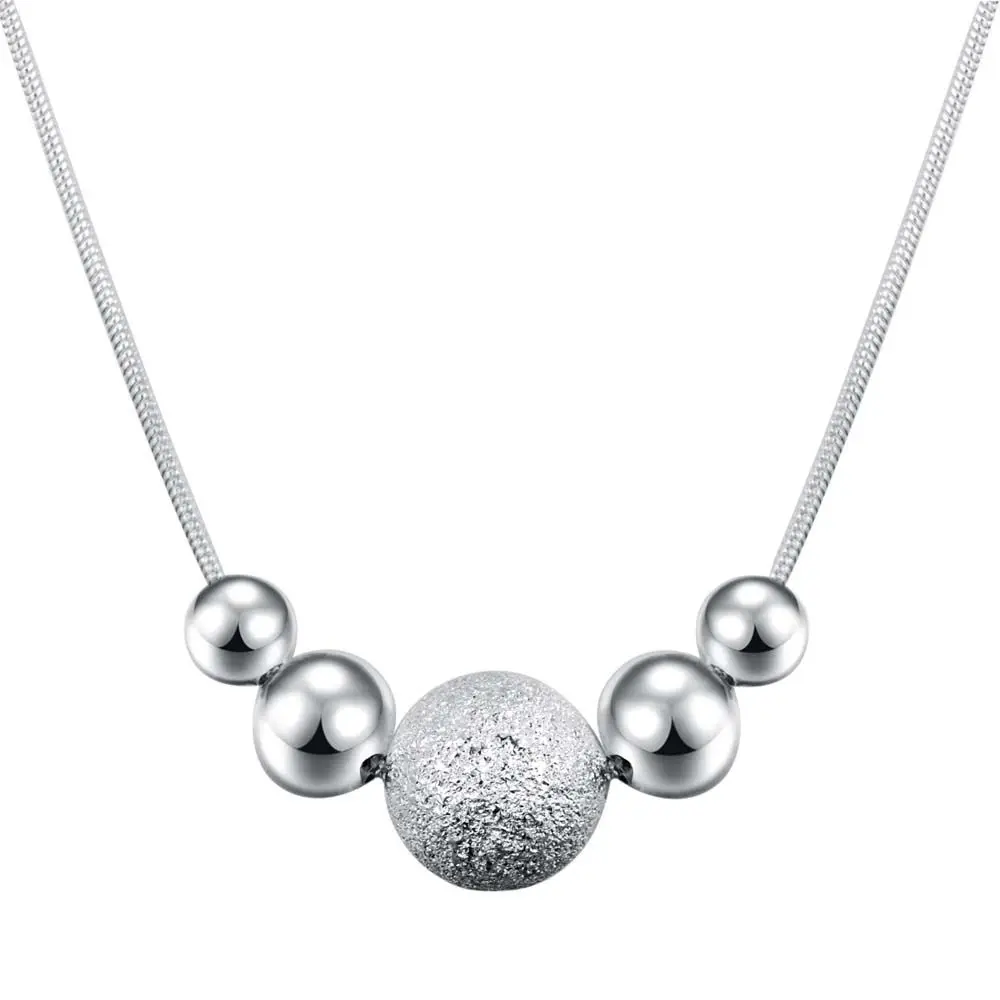 

Charms wedding party silver plated new cute lady bead women necklace free shipping silver fashion jewelry pendant necklace AN540