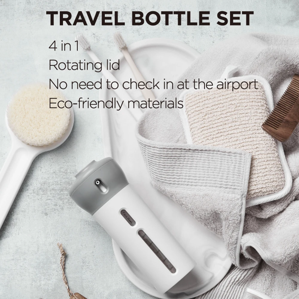 4 in 1 Travel Bottle Set Shampoo Shower Box Kit Containing Empty Bottles Refillable Bathroom Container Lotion Travel Bottle