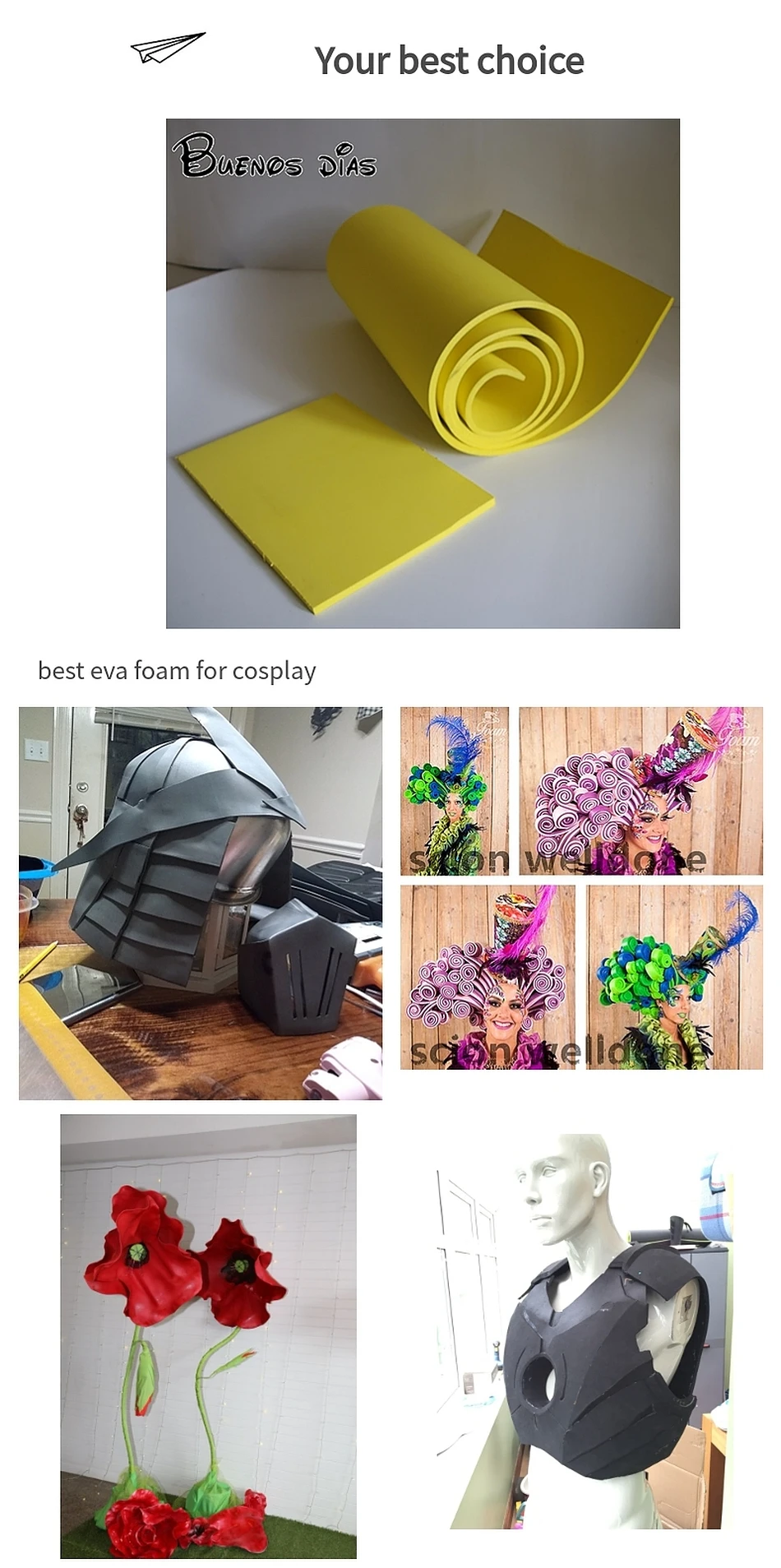 Folhas de Espuma de Eva Fácil de Cortar Feito à Mão do Cosplay Buones Dias - Lot Cor Amarela 1.5mm4mm Ofício Material 50cm * 2m 6 Tapetes de jogo