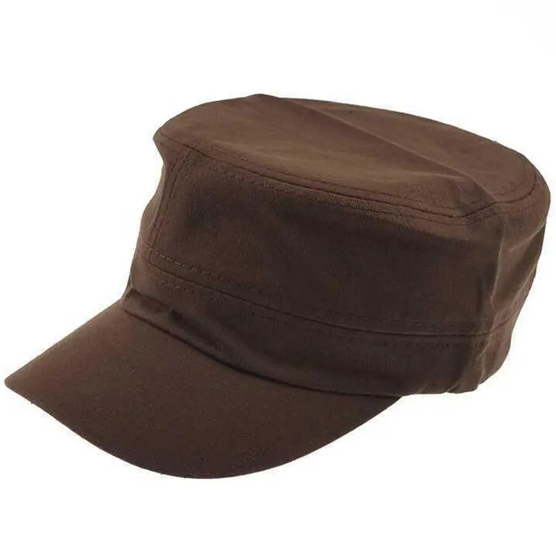 Summer Autumn Blank Plain Flat Top Military Cap Adjustable Men Dad Hats