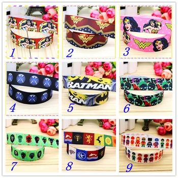 

7/8'' Free shipping hero Wonder printed grosgrain ribbon hairbow headwear party decoration diy wholesale OEM 22mm S402