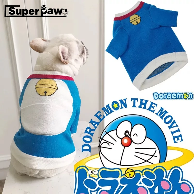 

Cartoon Doraemon Puppy Sweater Costume Pet Dog Clothes for Small Dogs Chihuahua Pug Cute Hoodies French Bulldog Apparel ZZC05