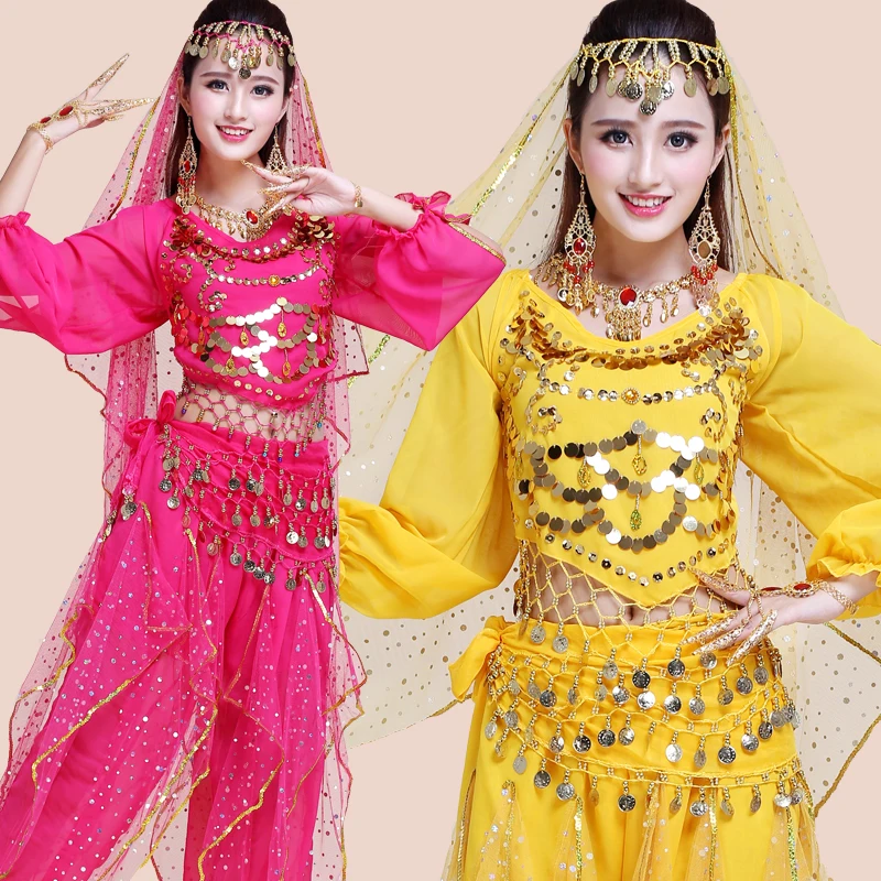 4pcs Sets Woman Performance Belly Dance Costume Tribal Gypsy Egypt ...