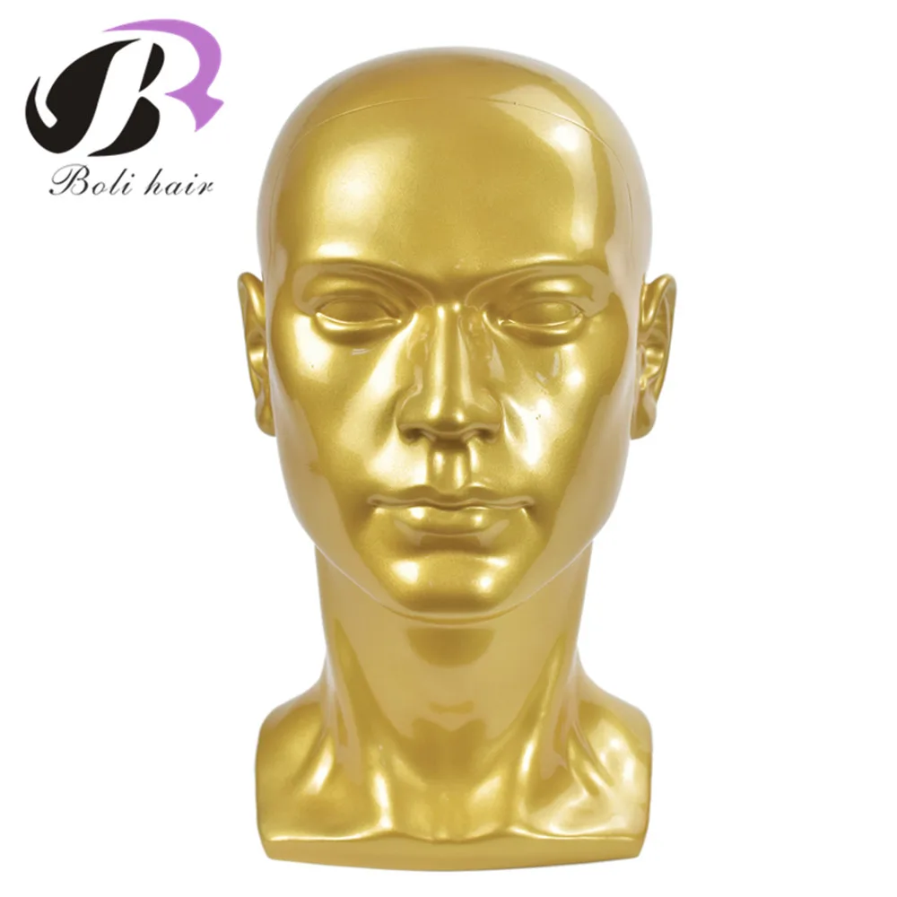

NEW Arrival PVC Golden Mannequin Head Male Wig Hat Glasses Caps Display Dummy Doll With Ears
