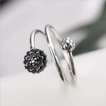 Цветок лотоса новые продукты Акции 925 пробы серебряные кольца с лотосом креативный цветок Простые Модные ювелирные изделия для женщин VRS2307