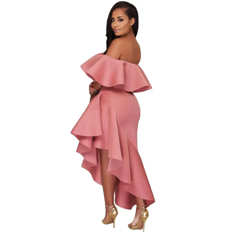 Женское вечернее платье с асимметричными оборками ADEWEL желтое длинное облегающее