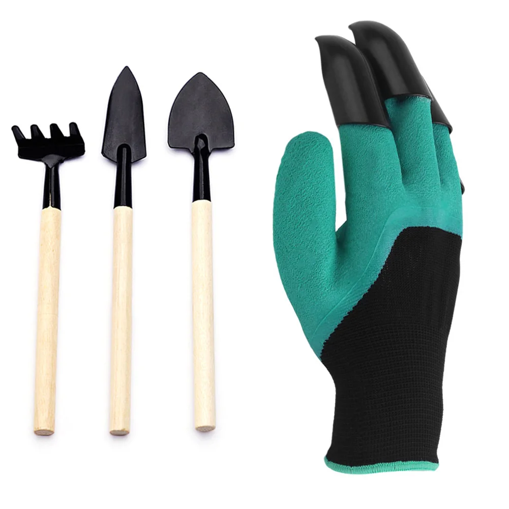 

Mini Shovel Rake Garden Plant Tool Garden Genie Gloves Set Tools Kit CLH@8
