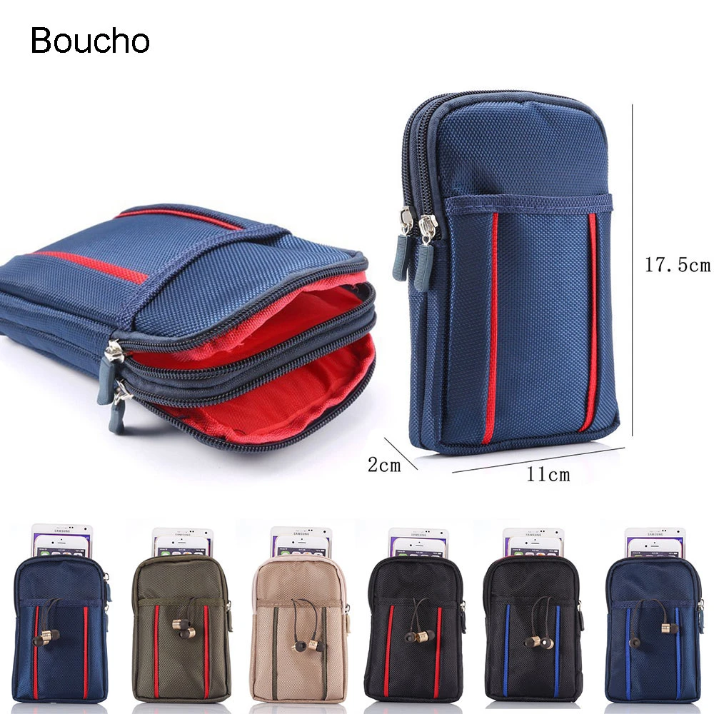 Boucho Universal Outdoor Sports Hiking Running Waist Belt Bag Wallet Pouch Purse Phone Case with Zipper for iPhone For Samsung iphone 8 plus case