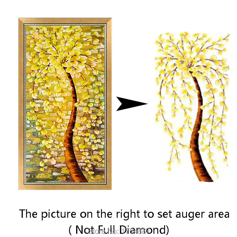 Рукоделие 5D Diy Алмазная вышивка крестиком золотое дерево Алмазная вышивка растения Кубик Рубика дрель Круглая Мозаика картина