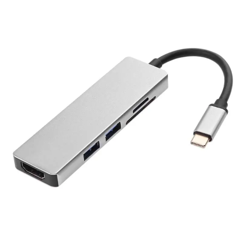 

Type-C USB 3.1 Multiport Adapter USB-C to HDMI 4K HD USB 3.0 Hub 2-Port SD TF Card Reader Converter Cable for Macbook