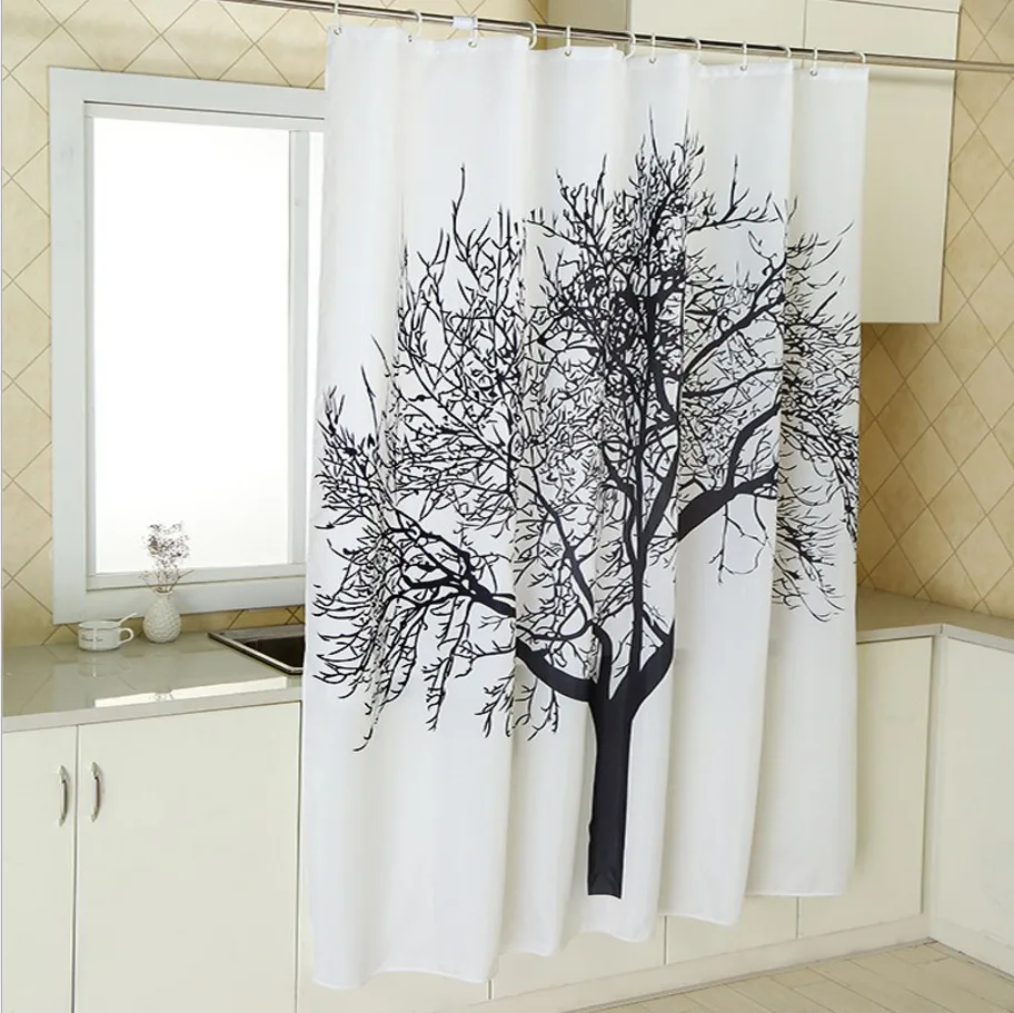 Dusche Vorhang Wunschen Baum Muster Dusche Vorhang Badezimmer Wasserdicht Polyester Stoff Schwarz Baum 180 180 Cm 72 72 12 Haken C55 Patterned Shower Curtains Shower Curtainshower Curtain Pattern Aliexpress