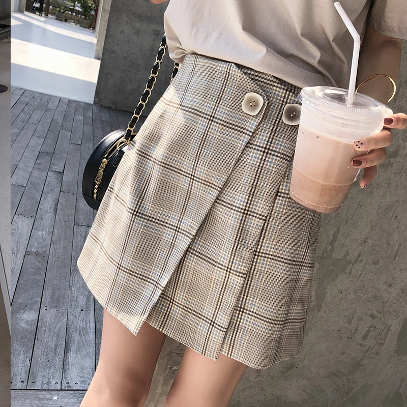 

Mishow High Waist A-line Mini Skirts Women 2019 Summer New Arrivals Plaid Cute Japanese Kawaii Skirts For Women MX19A1502