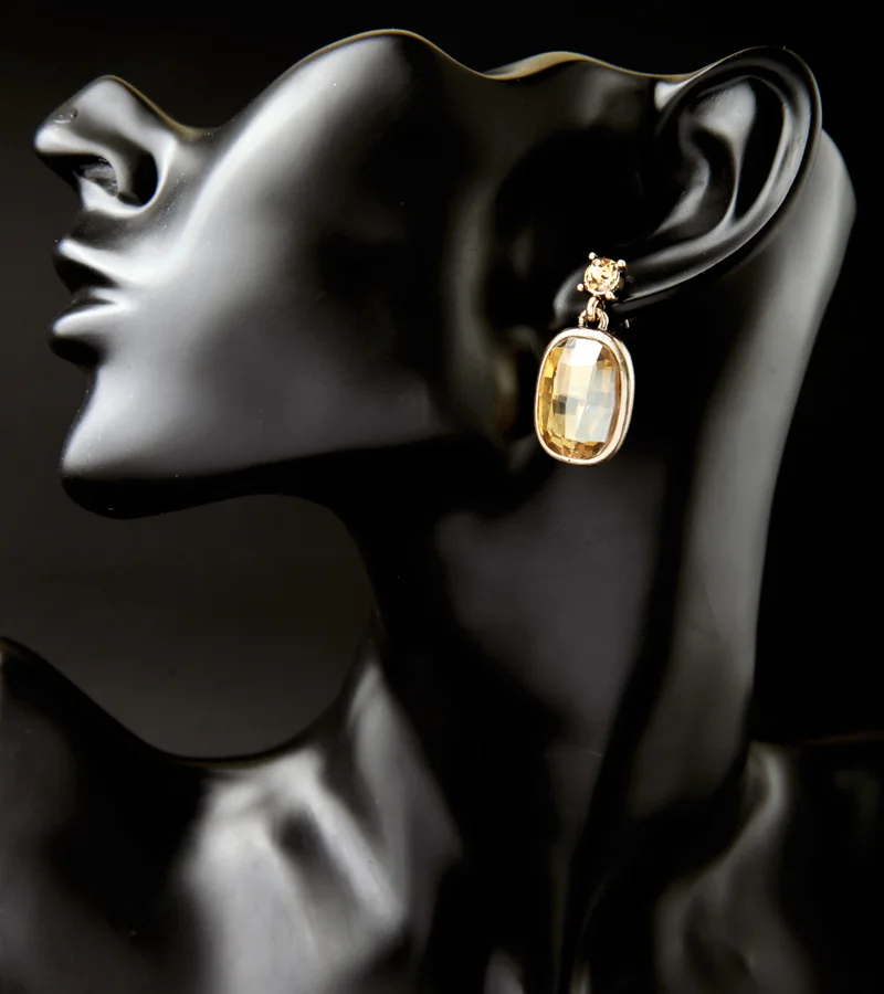 Sparkling Evening Party Costume Jewelry New Arrvial Geometric Champagne Drop Earrings Factory Wholesale