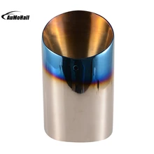 Car Stainless Steel Chrome Round Silver Blue Tail Muffler Tip Pipe Automobile Single Exhaust Pipes Tips