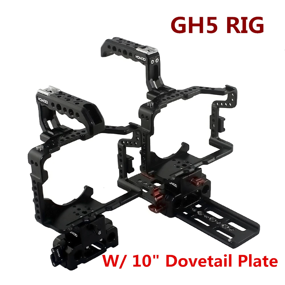 

DSLR RIG Hontoo For Panasonic GH5 Rig Kit Cage Baseplate Top Handle dovetail plate 15mm camera rig for gh5 4K 6K video film