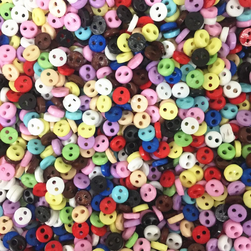 1000 шт 4 мм смешанные мини куклы одежда кнопка 2 отверстия плоские кнопки DIY ручной