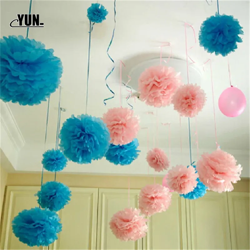 DIY Sizes 1520cm Handmade Flower Balls Paper Pom Poms Hanging Baby Shower Holiday Wedding Decorations 8D (19)