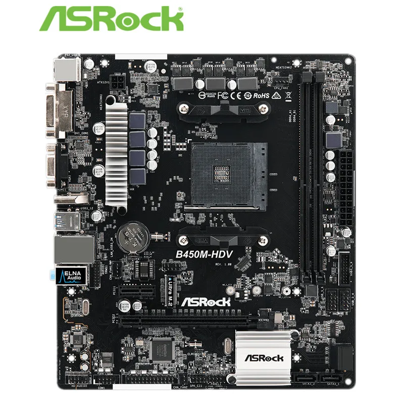 Полный ASRock B450M HDV Eat курица игра поддержка AMD Ruilong AM4 настольный компьютер материнская плата