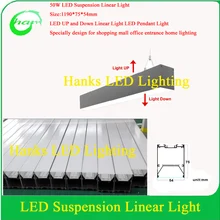 IP40 4ft светодиодный Подвеска линейный свет 50 Вт светодиодный вверх и вниз подвесной светильник без регулируемой яркостью освещения 2 шт./лот
