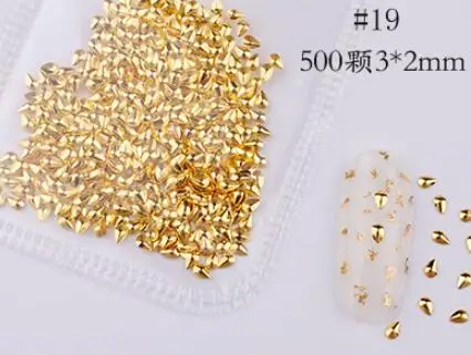 3D Шпильки для ногтей, пустотелая металлическая заклепка, металлическое украшение/золотисто-серебристые шпильки/геометрический маникюр в золотой оправе, сделай сам, дизайн ногтей - Цвет: style19