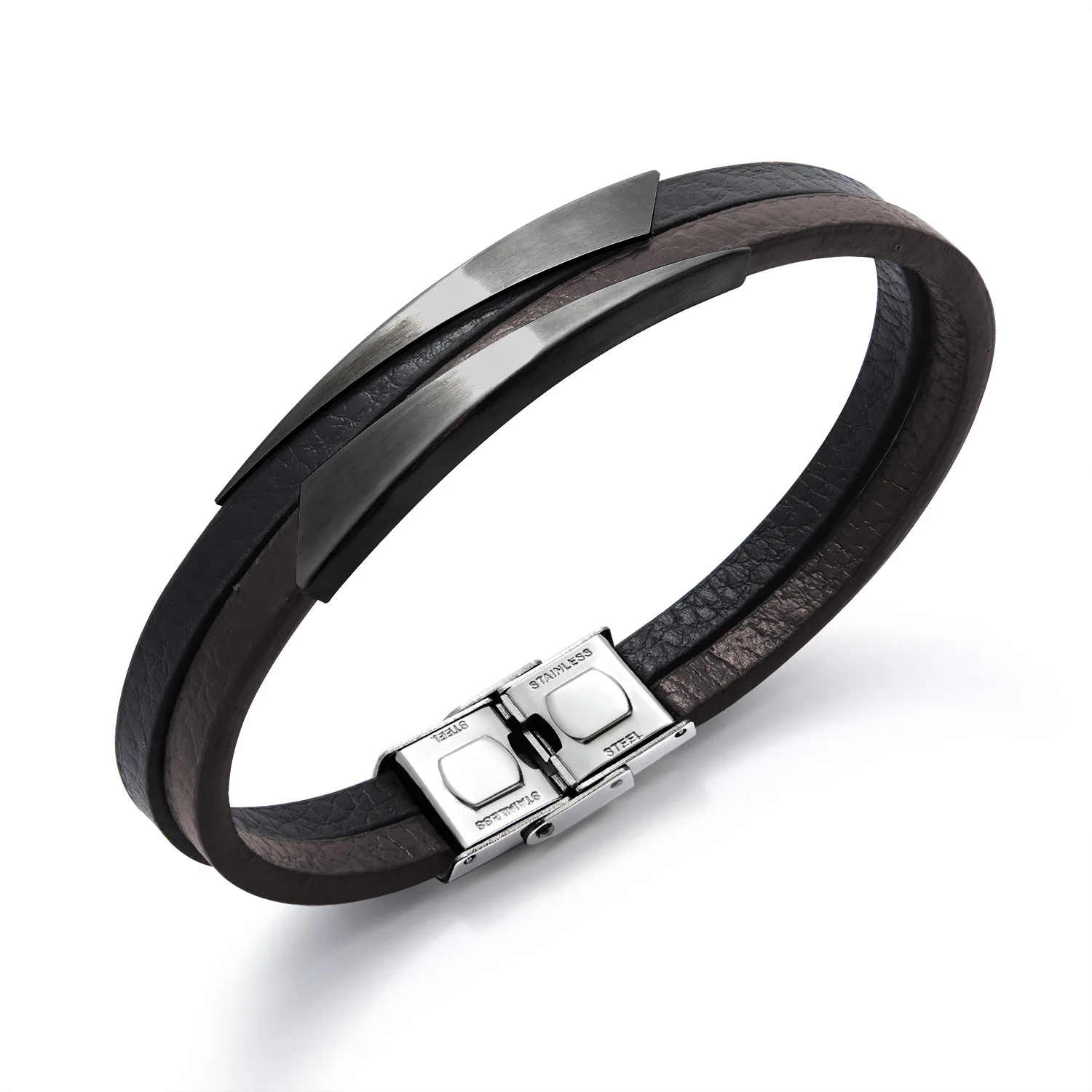 Модные Титан Сталь браслет для Для мужчин панк кожаный Jewelry 2018 Новое поступление