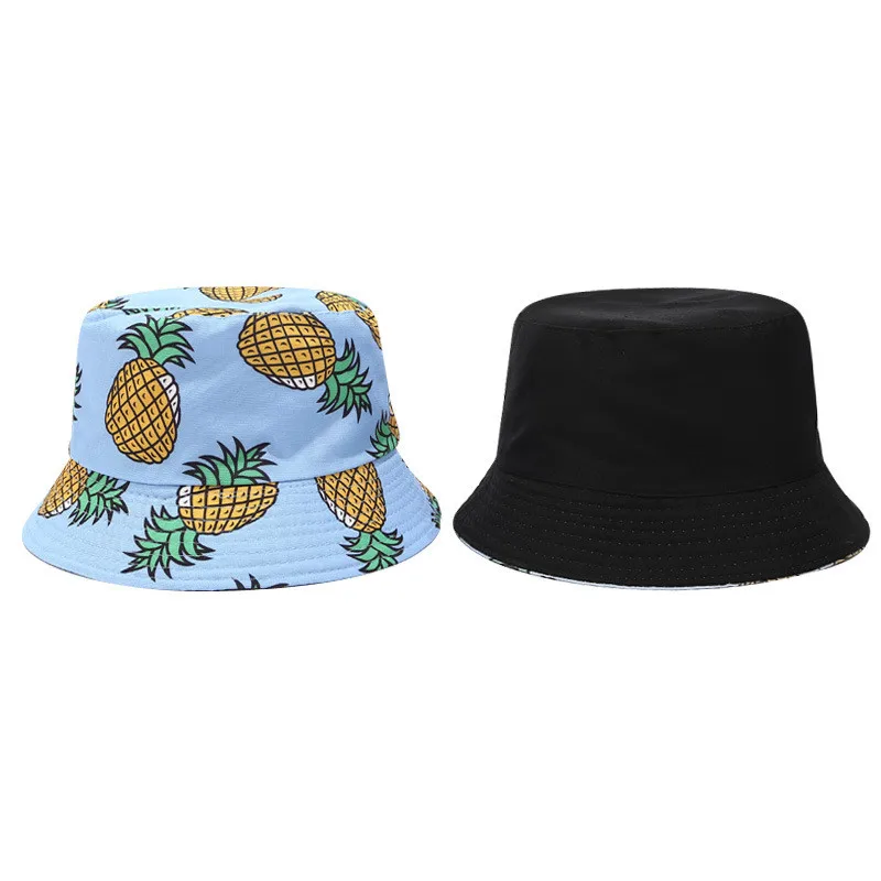 2019 Men and women beach hat pineapple printing double-sided wearing sunshade beach hat summer travel folding beach hat  40J5 (7)