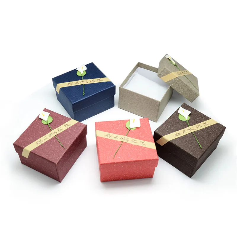 

12pcs 24pcs 5 Sizes Mixed Color Rectangle Cardboard Jewelry Box Case with Sponge for Jewelry Display Gift Box Jewelry Organizer