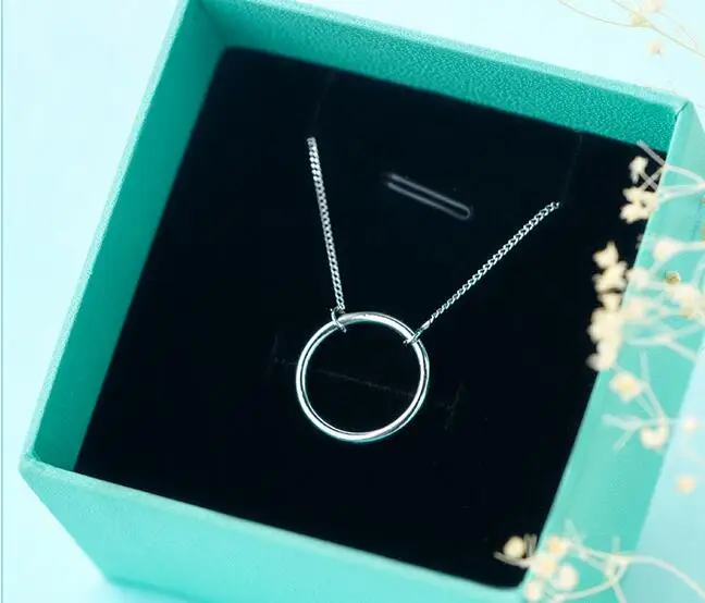 Реальный. Цепочка с подвеской из серебра 925 пробы 18 дюймов GTLX1015|circle pendant necklace|circle