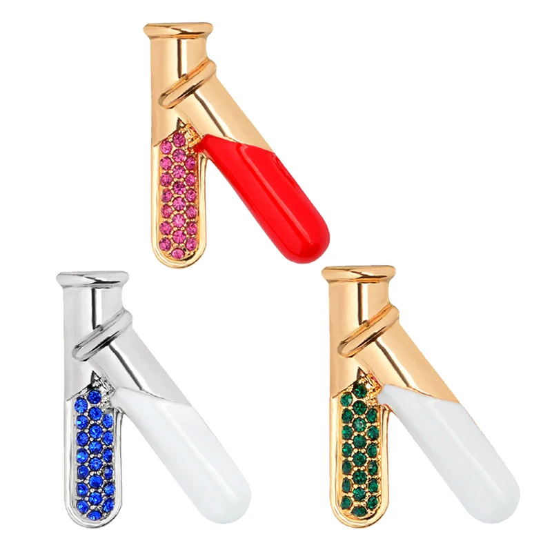 

Chemical Reagent Tube Brooches 3 Color Chemistry Laboratory Supplies Test Tube Flask Pin Brooch For Doctors Nurse Jewelry