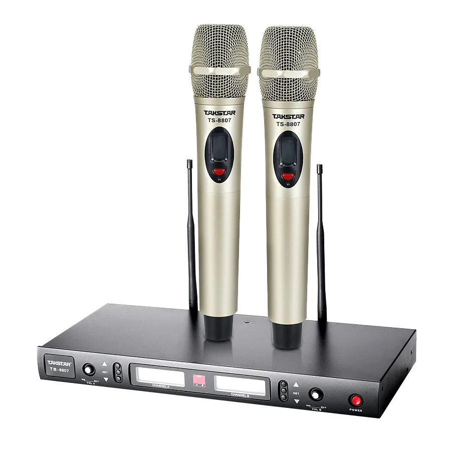 Takstar TS-8807 UHF 무선 마이크 시스템 FM 2 수신기 및 송신기 KTV 및 회의 및 무대 공연 부티크 뜨거운