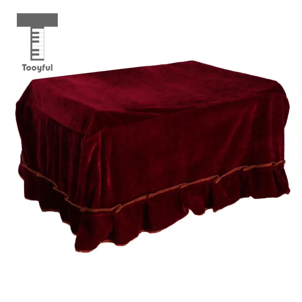 Tooyful Pleuche Piano Stool Chair Cover for Piano Single Seat Bench Claret
