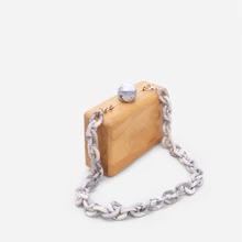 Модная деревянная вечерняя сумочка, Свадебный клатч, сумочка с акриловой цепочкой, милая сумка, винтажная чернильная печать, круглая застежка вечерние сумки на плечо