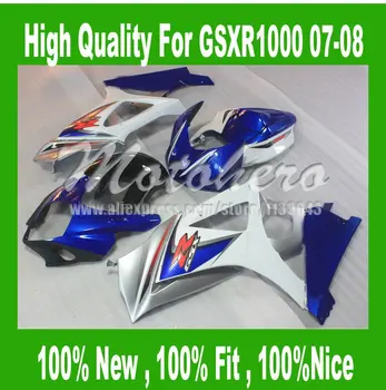 

Fairing For SUZUKI GSX-R1000 K7 07 08 Blue White Silver GSX R1000 GSXR 1000 K7 07-08 GSXR1000 2007 2008 Body W2976